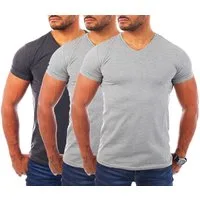 Young & Rich T-Shirt Herren Uni Basic V-neck V-Ausschnitt Unterziehshirt 1700 V-Ausschnitt unifarben kurzarm slim fit
