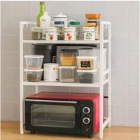 DanDiBo Küchenregal Verstellbar Weiß für Arbeitsplatte Stehend 2 - 3 Stufig 40-64 cm Regal, Standregal Verstellbares Küchenregal Weiß für Arbeitsplatte Stehend