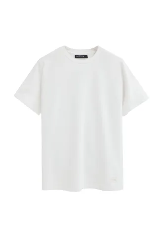 T-Shirt weiß mit Rundhalsausschnitt und Polo Club Patch