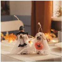Lights4fun Dekofigur 2er Set Gordie & George Halloween-Hunde Dekoration aus Filz zum Aufhän