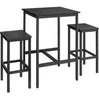 VASAGLE Bartisch mit Barhocker-Set, Esstisch mit 2 Stühlen, Küchentisch klein, Barstühle, für Esszimmer, Küche