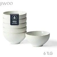 JIWOO Müslischale 6er Ø11,7cm, Frühstückschalen Eisschale Dessertschalen Obstschale, Keramik, (Schaleset, 6-tlg), Bowl, Hochwertiges Schalen Weiß Schale Mikrowellenofen Spülmaschine