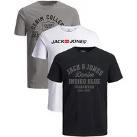 Jack & Jones Print-Shirt Bequemes Slimfit Shirt (Spar-Set, 3er-Pack) in Unifarbe mit Print