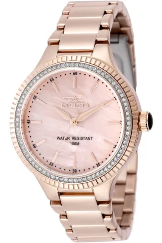Invicta Angel 50647 Damenuhr - Quarzwerk - Edelstahl mit roségoldenem Zifferblatt - 38 mm