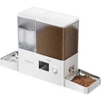 ROJECO Futterspender Rojeco 2-in-1 Trinkbrunnen 3,5l & Futterautomat 5l Weiß