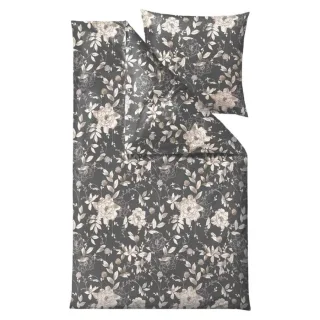 Bio-Satin-Bettwäsche aus Baumwolle in dunkelgrau | Södahl Garden Bloom II. Das strukturierte Schlafzimmer-Zubehör für Ihren geordneten Alltag.