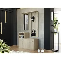 MIRJAN24 Garderoben-Set Kolom, mit 6 Kleiderhaken, Spiegel, Schuhschrank, Wandgarderobe