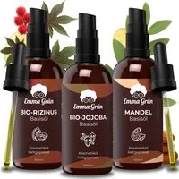 Emma Grün Körperöl Set mit Jojobaöl bio, Rizinusöl bio & Mandelöl kaltgepresst