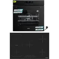 KB Elements Induktions Herd-Set KBE Einbaubackofen 60 cm mit 5-Zonen Induktionskochfeld 77cm, mit 2-fach-Teleskopauszug, Einbaubackofen Full Touch mit 15 Funktionen, Flexzone