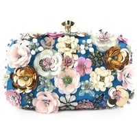 Zaewry Abendtasche Damen-Clutch mit Blumenmuster, Abendhandtasche, Schultertasche, mit Kettenriemen