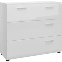 Lomadox Kommode MALABO-129, Anrichte 96 cm breit weiß Hochglanz