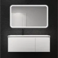 doporro Badmöbel-Set Mineraguss Waschbeckenunterschrank Badezimmermöbel Soft-Close Santa