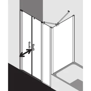 Kermi Pega Pendeltür mit Festfeld PEPFL11018VAK 110x185cm, silber hochglanz, ESG klar, links, auf Duschwanne