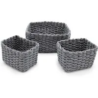 Spetebo Aufbewahrungskorb Deko Aufbewahrungs Körbchen in grau - 3er Set (Set, 1 St., 3tlg), Rattan Allzweck Flechtkorb aus Papier