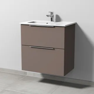 Sanipa 3way Waschtischunterbau zu Duravit ME by Starck Waschtisch mit 2 Auszügen, Taupe-Matt UP7221T