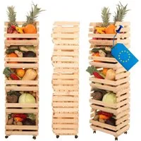 Modo24 Küchenregal Modular Holzregal für Gemüse Obst auf Rollen, Stapelbares Regalsystem, Kartoffelsteige, Küchenregal, Vorratsregal, Gemüseregal, 3 Farben