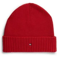 Tommy Hilfiger Strickmütze TH FLAG PIMA COTTON BEANIE Beanie mit Logostickerei, mit Kaschmiranteil Unisex