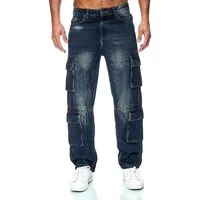 iKENNAS Cargojeans Herren Jeans Cargohose Baggy Loose Hose (7006-4) Navy W33 / L32