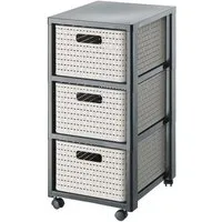 ROTHO Aufbewahrungsbox Country Rollcontainer mit 3 Schubladen in Rattan-Optik