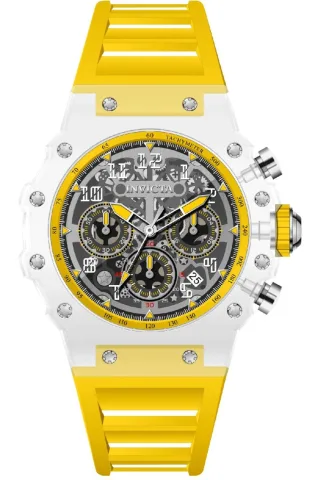 Invicta Racing 69677 Herrenuhr - Quarzwerk - Acryl mit silbernem Zifferblatt - 43 mm