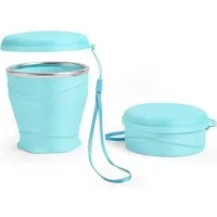 FOUORTUNATE-BEE Thermobecher Faltbarer Silikonbecher 260 ml – mit Deckel, wiederverwendbar, Tragbarer Reisebecher für Camping, Picknick, Büro und unterwegs