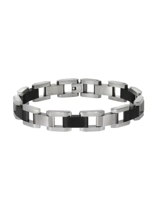 Zeeme Stainless Steel Armband Edelstahl poliert matt zweifarbig schwarz