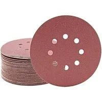 MioTools Schleifscheibe Ø 150 mm 8-Loch Klett-Schleifscheiben für Exzenterschleifer, Normalkorund, 50 Stk., K80