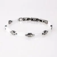 ELLAWIL Edelstahlarmband Armband aus Keramik und Edelstahl Weiß, Silber Gliederarmband (Armbandlänge 20 cm), inklusive Geschenkschachtel