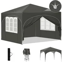 EUGAD Pavillon, mit 4 Seitenteilen, Pop-Up Faltpavillon, 3x3 m, mit Seitenwänden Fenstern Tasche, stabil