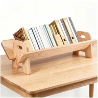 BlingBin Bücherregal Schreibtisch-Bücherregal, Organizer, Aufbewahrungsregal, 1er Set 1-tlg., Kippbares Holz Bücherregal, Tischständer für CDs/Zeitschriften/Bücher
