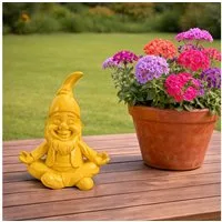 Online-Fuchs Gartenfigur für draußen - Lustiger Gartenzwerg in Yoga-Position - Deko Figuren, (wetterfest, moderne knallige Farben), Geschenkidee für Frühling, Sommer und Herbst - 16 cm groß