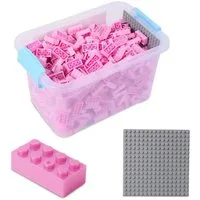 Katara Bausteine Box-Set mit 520 Steinen + Platte + Box Konstruktionsspielsteine, (3er Set), Pink, 100% Kompatibel Sluban, Papimax, Q-Bricks, LEGO®