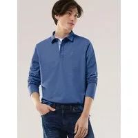 Walbusch Poloshirt Herren Langarmpolo aus Baumwollmix Shirt Feines Melange-Piqué, konfektionierter Hemdenkragen, pflegeleicht