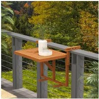 Outsunny Balkonhängetisch Balkontisch zum Einhängen (Hängetisch, 1-St., Beistelltisch), für Terrasse, Garten, Kiefer, 68 x 65 cm, Teak