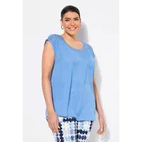 Ulla Popken T-Shirt Shirt Ziersteine Rundhals ärmellos Materialmix