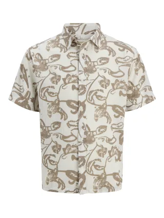 JACK&JONES - JORMONTAUK AOP SHIRT SS JNR Bright White - Gr. - 164