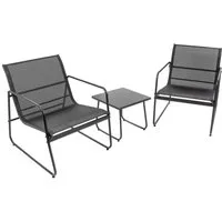 Green Spirit Balkonset »Mali« Balkonmöbel Balkon Bistro Set platzsparend klein, (Set, 3-tlg., 2x Sessel, 1x Tisch), schwarz, Stahl, für 2 Personen, wetterfest - Garten, Terrasse, Balkon