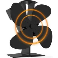 SunJas Kaminventilator 4 Flügel Ofenventilator Ohne Strom, Wärmebetriebener, Leiser, Mini Kaminlüfter,Umweltfreundlich für Pellet/Holzbrenner/Kamin