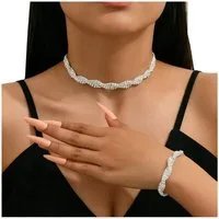 Cachito Schmuckset Damen Schmuckset 2-teilig, Braut Strass Schmuckset, (2-tlg), Armband Halskette, Hochzeitsschmuck Set