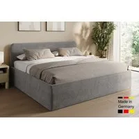 Home Collective Polsterbett Bett mit Stauraum, verstellbarem Lattenrost, viele Größen (Größen: 100x200 120x200 140x200 160x200 180x200 200x200, hochwertiger Kordstoff, made in Germany), wählbare Matratze Federkern oder Kaltschaum, Grau