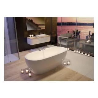 Hoesch iSENSI Oval-Badewanne 3821.010 180x80cm, weiß, 201 l, mit Überlaufschlitz