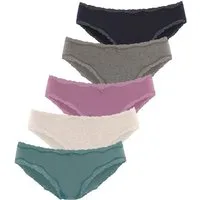 Vivance Jazz-Pants Slips (5er-Pack) aus elastischer Baumwolle, mit Spitzenabschluss