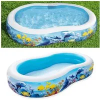 BESTWAY Pool Family Sea Ground Swimmingpool Planschbecken 262x157x46cm (54118)
