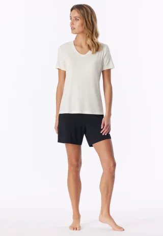 SCHIESSER - T-Shirt V-Ausschnitt naturweiss - Gr. - 38