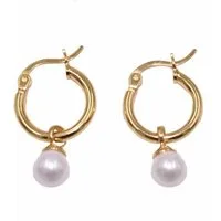 Firetti Paar Creolen Schmuck Geschenk, Ohrschmuck Perle, Made in Germany - mit Süßwasserzuchtperle
