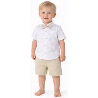 Lorey Medtec Hemd & Hose Jungen Sommer Outfit mit Hemd, Shorts, Fliege, 100% Baumwolle (Hemd + Shorts + Fliege)
