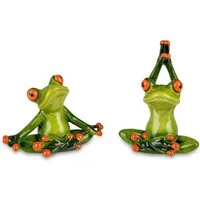 formano Sammelfigur 2er Set lustige Frösche Froschpaar Yoga Figur Poly 11 cm Froschhausen