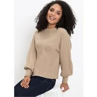 bonprix Strickpullover toller Viskose-Mix, mit modischen Ballonärmeln mit breiten Bündchen