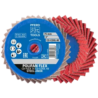 PFERD TOOLS COMBIDISC Flexibel Keramikkorn Mini-POLIFAN CD Ø 75mm CO-COOL40 für kühlen Schliff auf Edelstahl - 42719820