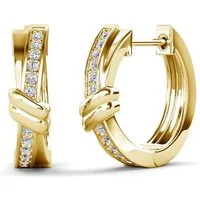 ROUGEMONT Paar Creolen Elegante Damen Creolen 1,8cm mit Zirkonia Besatz 18K Vergoldung, Extravagantes Design